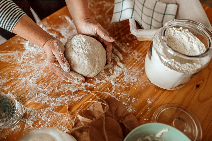 Baking sour dough from scratch homemade bread